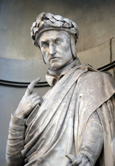 Dante Alighieri in the Niches of the Uffizi Colonnade. The first half of the 19th Century they were occupied by 28 statues of famous people in Florence, Italy