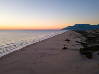 Aerial Drone View Evening Dusk Beach Patara