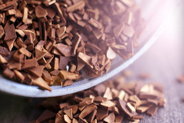 Freeze-dried coffee and musical notes so close
