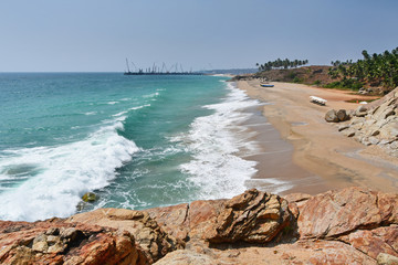 Fototapeta na wymiar India, Kerala. Beach of the Indian ocean