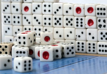 game dice on blue background