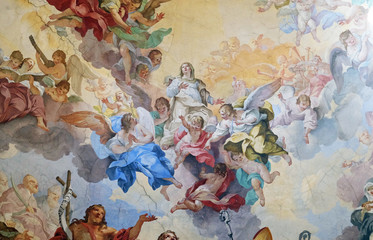 Glory of the Florentine saints, fresco by Vincenzo Meucci in the Basilica di San Lorenzo in...