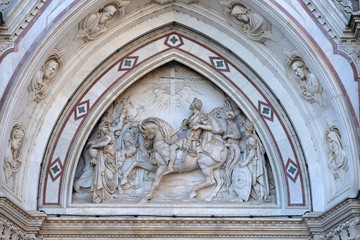 Sculpted lunette containing a scene depicting the Vision of Constantine, by Emilio Zocchi, over the...