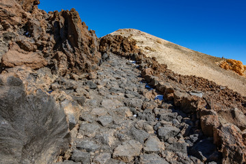Hiking path perfectly paved on top of Teide volcano