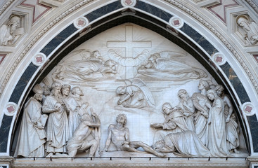 Sculpted lunette containing a relief of the Triumph of the Cross, by Giovanni Dupre, over the...