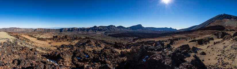 Huge panorama of Teide mountain peak and crater