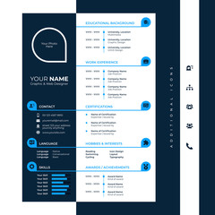 cv / resume design template with glyph/solid icons