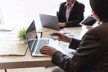 Business people to comment on investment and marketing plan in the meeting.