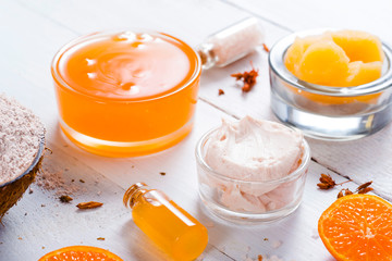 orange spa on white wooden