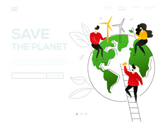 Save the planet - colorful flat design style web banner