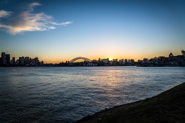 Fototapeta na wymiar View of Harbour Bridge from Cremorne Point, Sydney, NSW, Australia