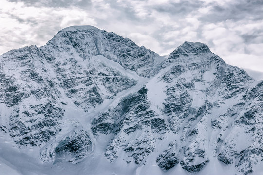 Mounts Donguz-Orun-Bashi, Nakra Tau and the glacier Seven, the Main Caucasus range, Russia