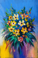 Oil painting flowers - 255403833