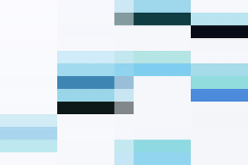 Fototapeta na wymiar Blue and black rectangular pixels on a white background. Glitch effect. Bad tv. Simple illustration for decorative design or presentation.
