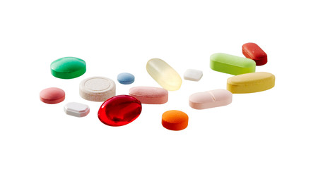 Pills, Tablets isolated on a white background.