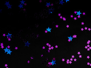 shiny stars on black background, abstract background, space and galaxy concept