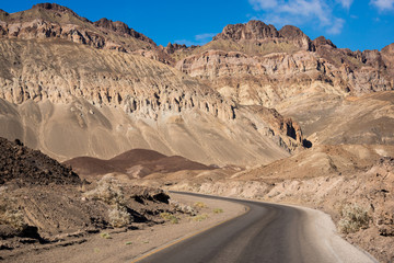 Scenic road in the desert of Death valley national park, USA