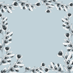 Olive branches frame for wedding invitation