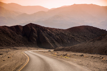Scenic road in the desert of Death valley national park, USA