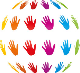 Kugel aus Händen, Hände, Logo