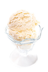 Two Scoops of Vanilla Ice Cream on a White Background