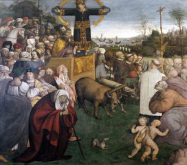 Transportation of Holy Face by Amico Aspertini, Basilica of Saint Frediano, fresco, Lucca, Tuscany, Italy 