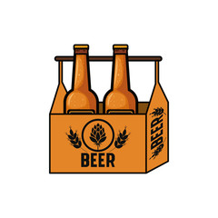 box with beer bottles isolated icon