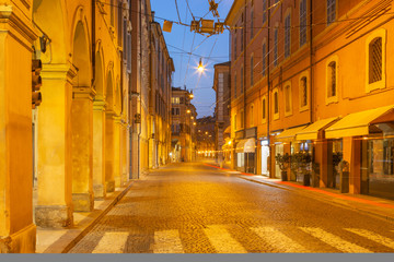 Modena - The street of old town in the morning.