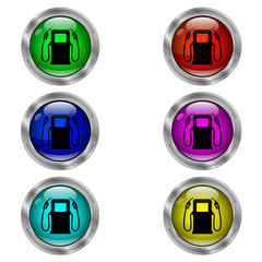 Gas station icon. Set of round color icons.