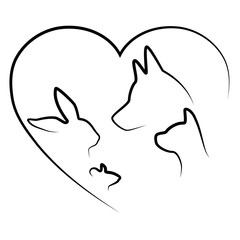 Herz und Tiere, Tierarzt Logo, Aufkleber Label