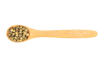 Green pepper peas in spoon