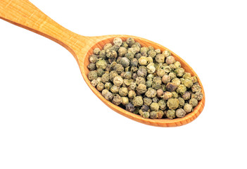 Green pepper peas in spoon