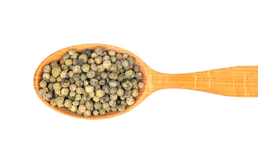 Green pepper peas in spoon