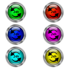 24h icon. Set of round color icons.