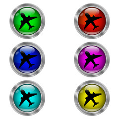 Aircraft icon. Set of round color icons.