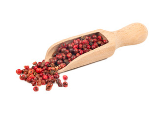 Red pepper peas in scoop