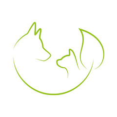 Hund, Katze und Blatt, Tierheilpraktiker, Logo, Icon