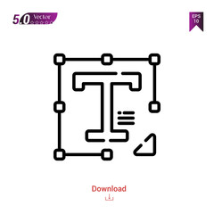 Outline type  icon isolated on white background. Popular icons for 2019 year. creative-process. Line pictogram. Graphic design, mobile application, logo, user interface. EPS 10 format vector