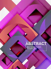 Geometric minimal abstract background with multicolored squares composition