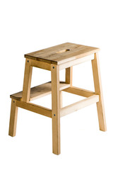 wooden stool on white background