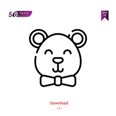Outline teddy-bear icon isolated on white background. Best modern. Graphic design,children-toys, mobile application, beauty icons 2019 year, user interface. Editable stroke. EPS10 format vector