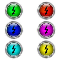 Electricity icon. Set of round color icons.