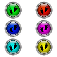 Foot icon. Set of round color icons.