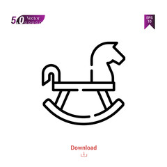 Outline rocking-horse icon isolated on white background. Best modern. Graphic design,children-toys, mobile application, beauty icons 2019 year, user interface. Editable stroke. EPS10 format vector