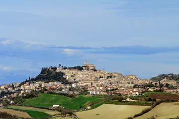 Fototapeta premium view of Fermo,Italy,europe,landscape,city,sky,cloud,travel,panoramic,tourism,hill,medieval,old,