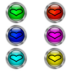 Love heart icon. Set of round color icons.
