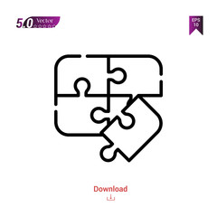 Outline puzzle icon isolated on white background. Best modern. Graphic design,children-toys, mobile application, beauty icons 2019 year, user interface. Editable stroke. EPS10 format vector