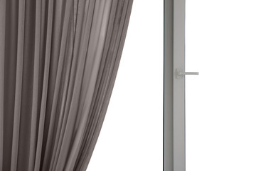 New modern plastic window with stylish curtain