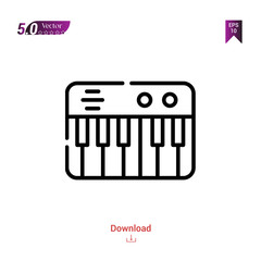 Outline piano icon isolated on white background. Best modern. Graphic design,children-toys, mobile application, beauty icons 2019 year, user interface. Editable stroke. EPS10 format vector