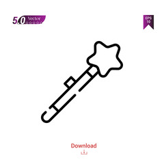 Outline magic-wand icon isolated on white background. Best modern. Graphic design,children-toys, mobile application, beauty icons 2019 year, user interface. Editable stroke. EPS10 format vector